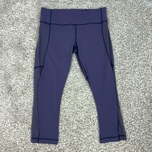 Lululemon Pants Womens 8 Purple Blue Crop Leggings Mesh Panels‎ Pockets Yoga Gym
